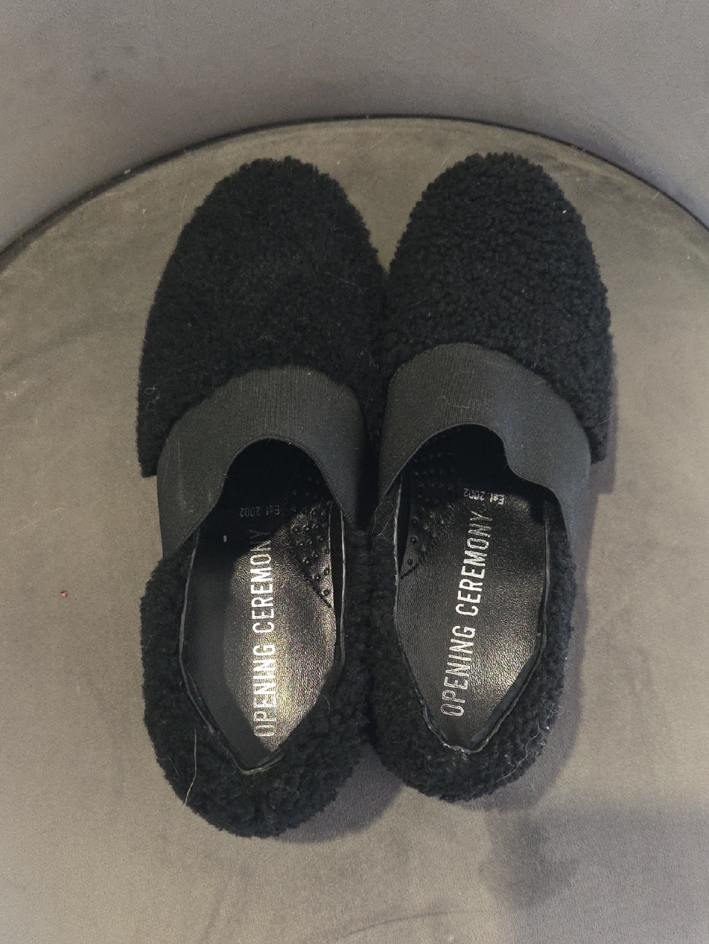 Opening Ceremony Black Sherpa Slip-On Loafers